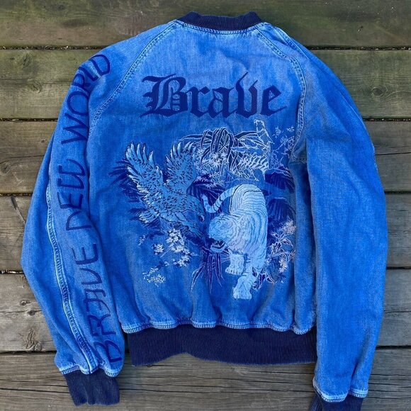 RARE Embroidered Diesel GREGG 792 Brave New World Reversible Denim Jacket - Picture 9 of 16